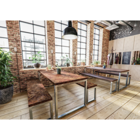 Worx 12 Seater Rustic Canteen Dining Table &amp; Bench Set