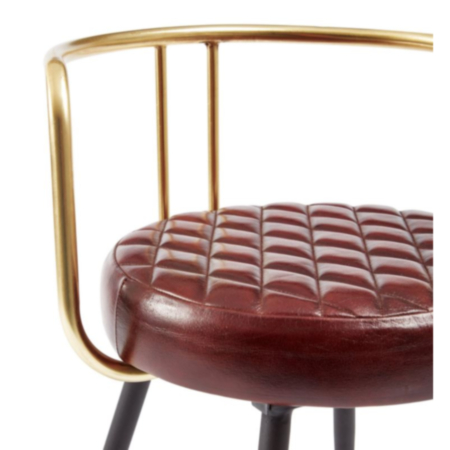 Aulenti Cocktail Low Bar Stool - Claret Red Leather