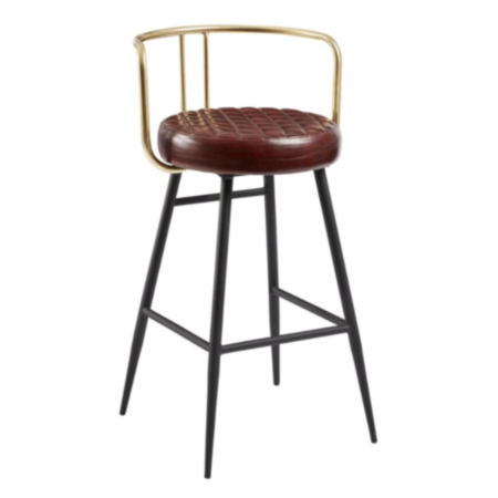 Aulenti Cocktail Bar Stool - Claret Red Leather