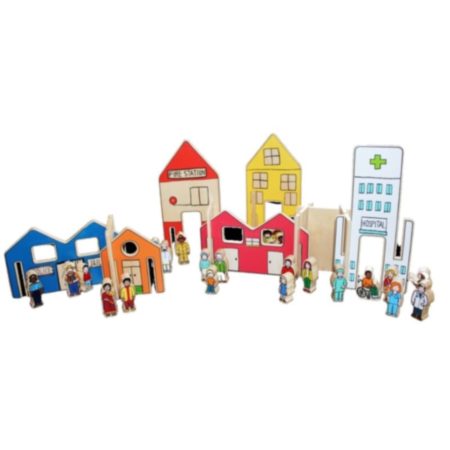 Happy Architect Town Wooden Play Blocks Set - 26 Pieces