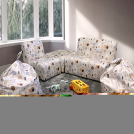 Scandi Easy Clean Forest Animals Corner Sofa Set - Set of 3