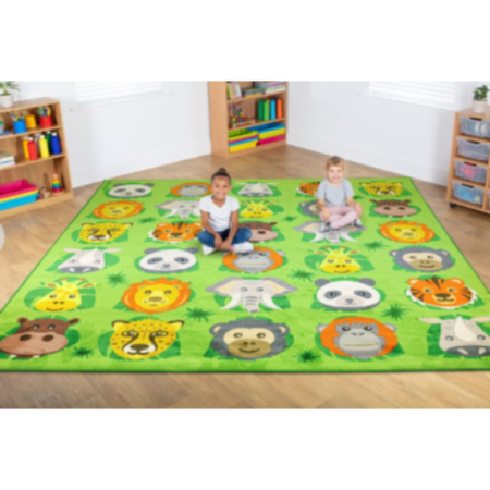 Large Zoo Animals Placement Classroom Rug