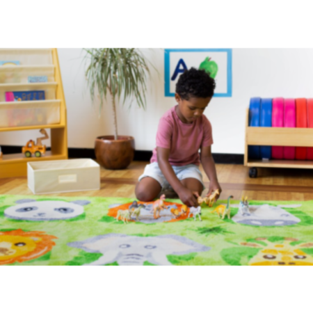 Large Zoo Animals Placement Classroom Rug